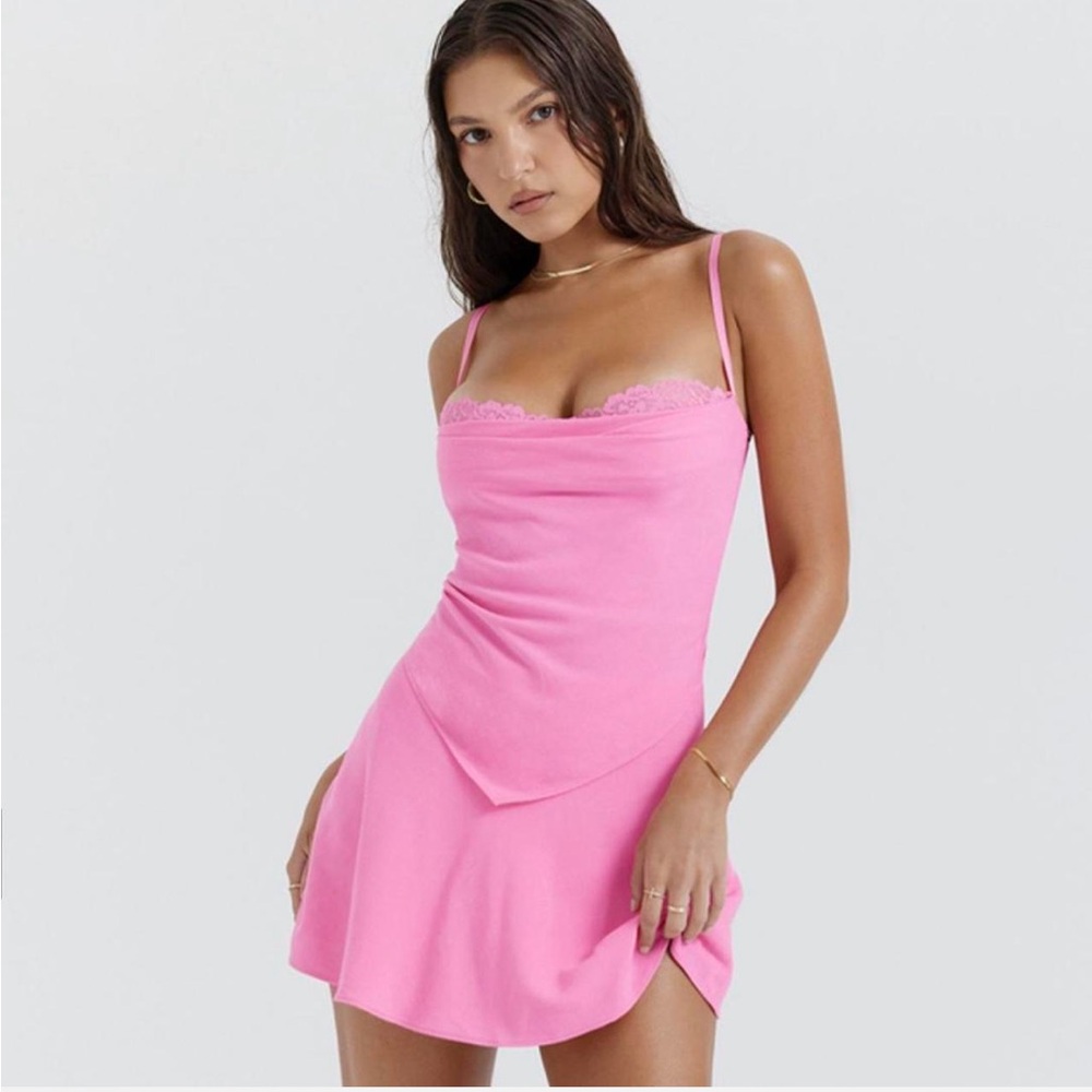 house of cb aurelia top and lil french pink floaty skirt size xsmall